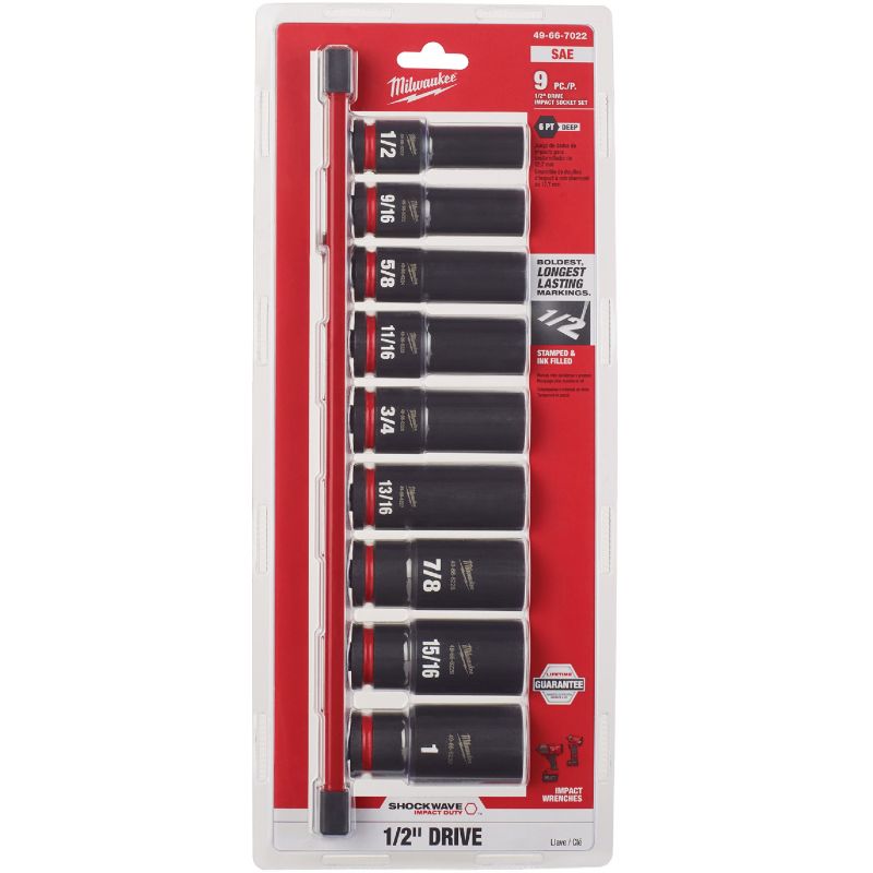 Milwaukee SHOCKWAVE 9-Piece 1/2 In. Drive Thin Wall Deep Impact Driver Set
