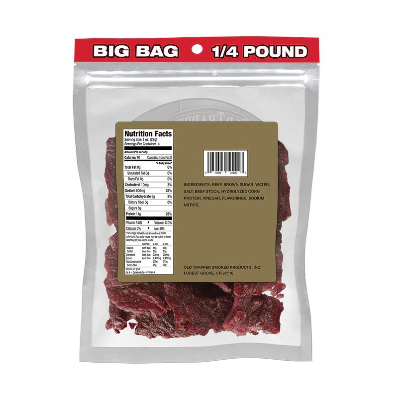 Old Trapper 22125T Beef Jerky, Old Fashioned, 4 oz Bag