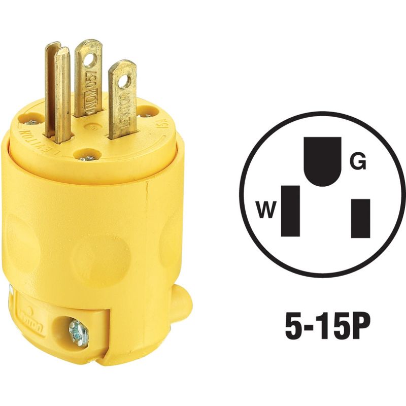 Leviton Residential Grade Cord Plug Yellow, 15