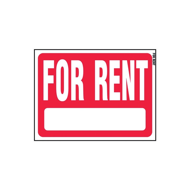 Hy-Ko RS-603 Real Estate Sign, Rectangular, FOR RENT, White Legend, Red Background, Plastic