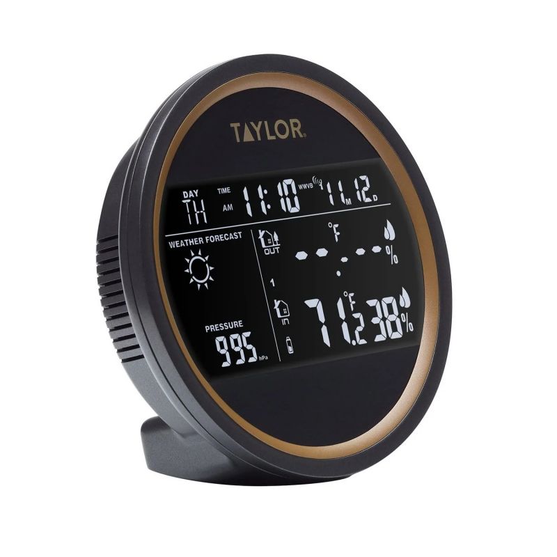 Taylor 5282011 Weather Forecaster with LED, Battery, 32 to 122, -4 to 140 deg F, 20 to 95 % Humidity Range Multi-Color