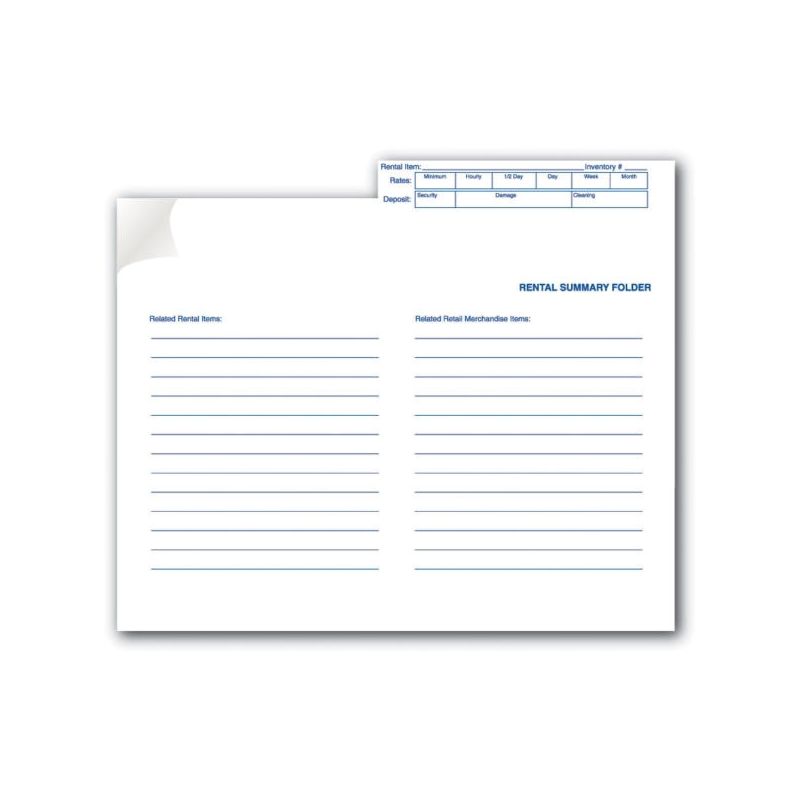 Centurion GF 1020 Rental Summary Folder, White White