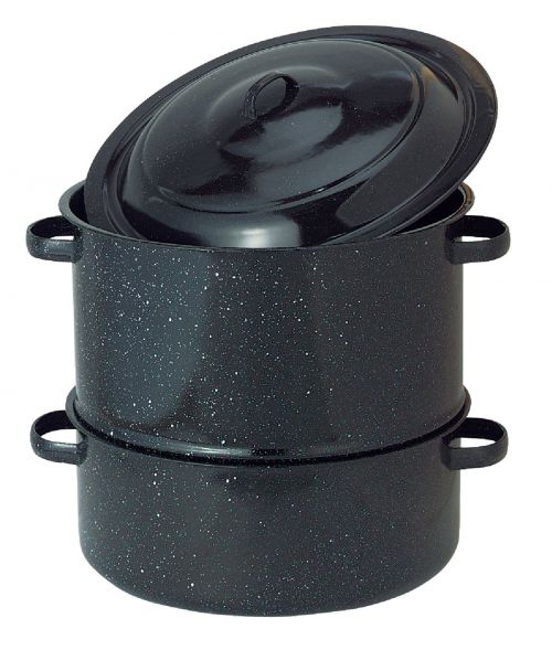 Graniteware 6066968 34 qt. Porcelain Enamel Steamer Pot Black