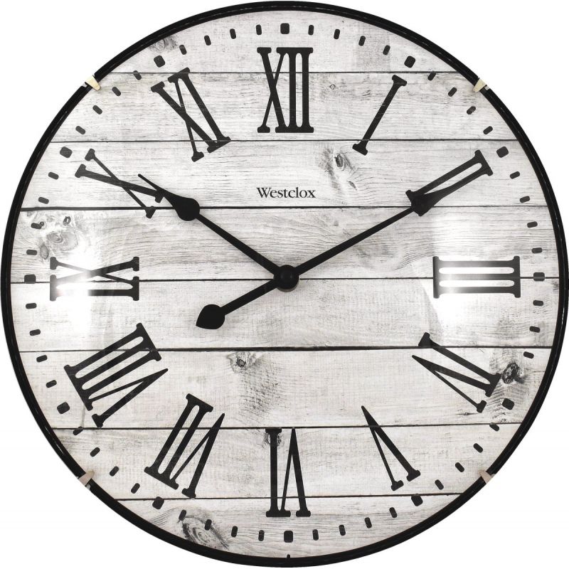 Westclox Domed Glass Wall Clock With Barnwood Dial
