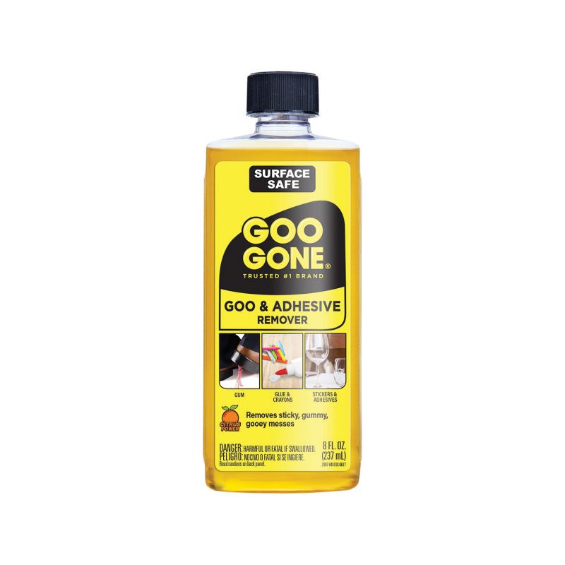 Goo Gone 2087 Goo and Adhesive Remover, 8 oz Bottle, Liquid, Citrus, Yellow Yellow