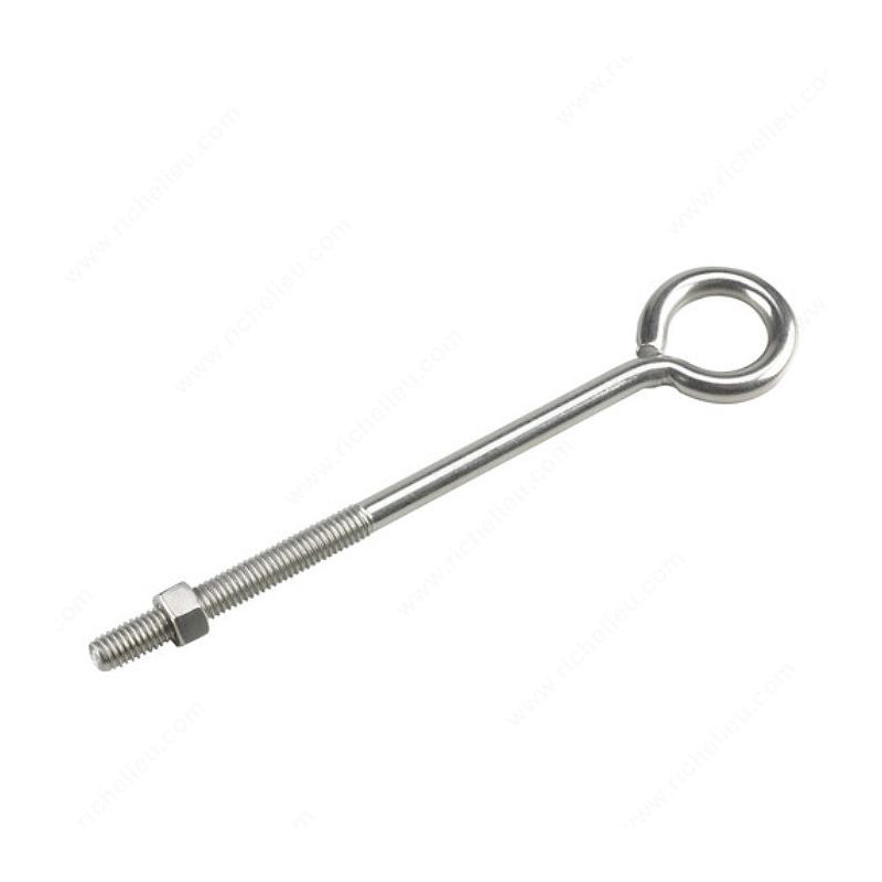 Onward 2120SSBC Eye Bolt with Nut, 3/8 in Dia Eye, 160 lb Working Load, Stainless Steel, Stainless Steel