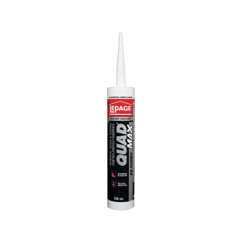 LePage QUAD MAX 1869816 Window Door and Siding Sealant, White, 24 to 72 hr Curing, 0 to 140 deg F, 280 mL Cartridge White