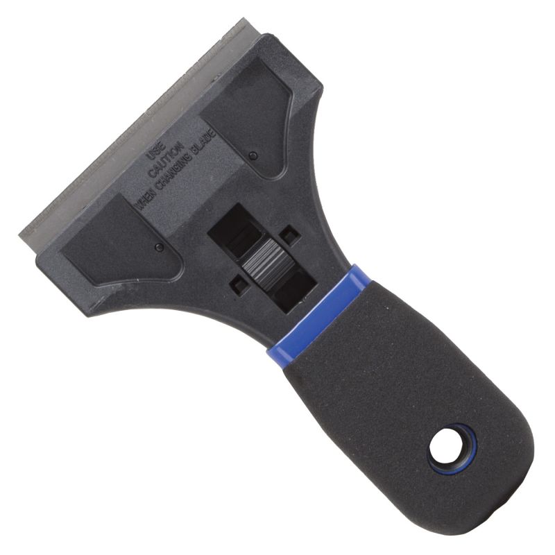 ProSource 14082-5 Safety Scraper, 3-1/2 in W Blade, Full Tang Blade, HCS Blade, Plastic Handle, Soft Grip Handle 1-1/8 In