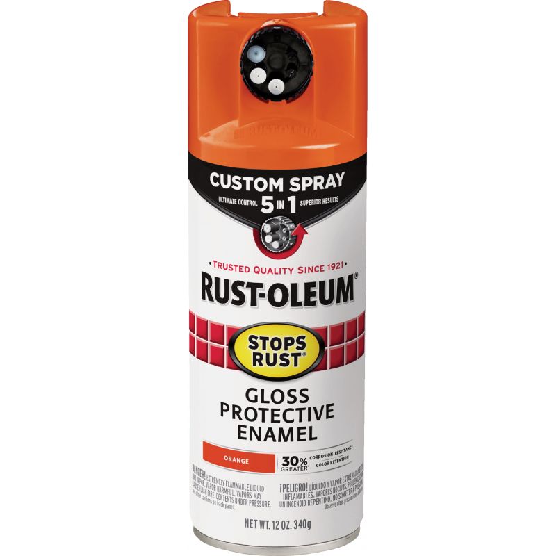Rust-Oleum Stops Rust Custom Spray 5-In-1 Spray Paint Orange, 12 Oz.
