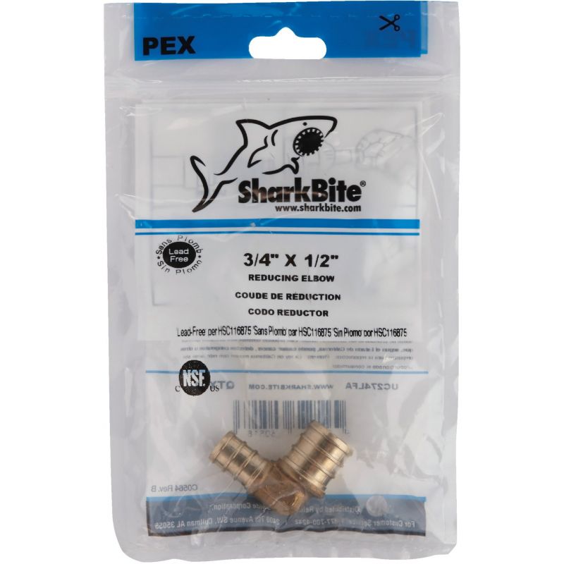 SharkBite Brass PEX Elbow 1/2 In. X 3/4 In. Barb