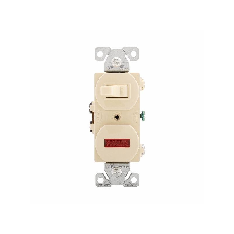 Eaton Wiring Devices 277V-BOX Combination Toggle Switch, 15 A, 120/277 V, Screw Terminal, Steel Housing Material Ivory
