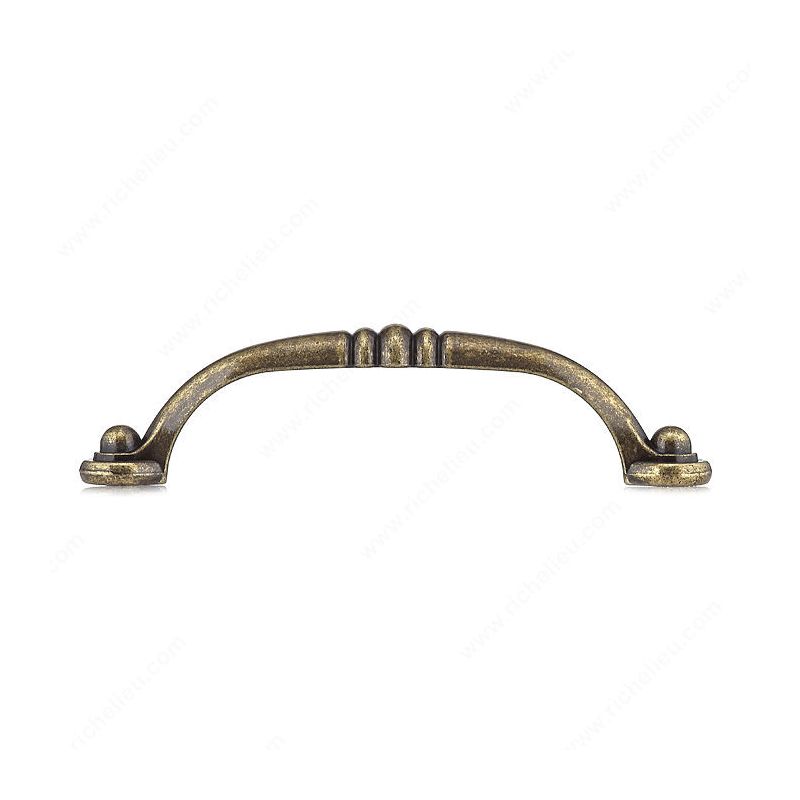 Richelieu BP2373896BB Drawer Pull, 4-9/32 in L Handle, 1-1/16 in Projection, Metal, Burnished Brass Brass/Yellow, Traditional