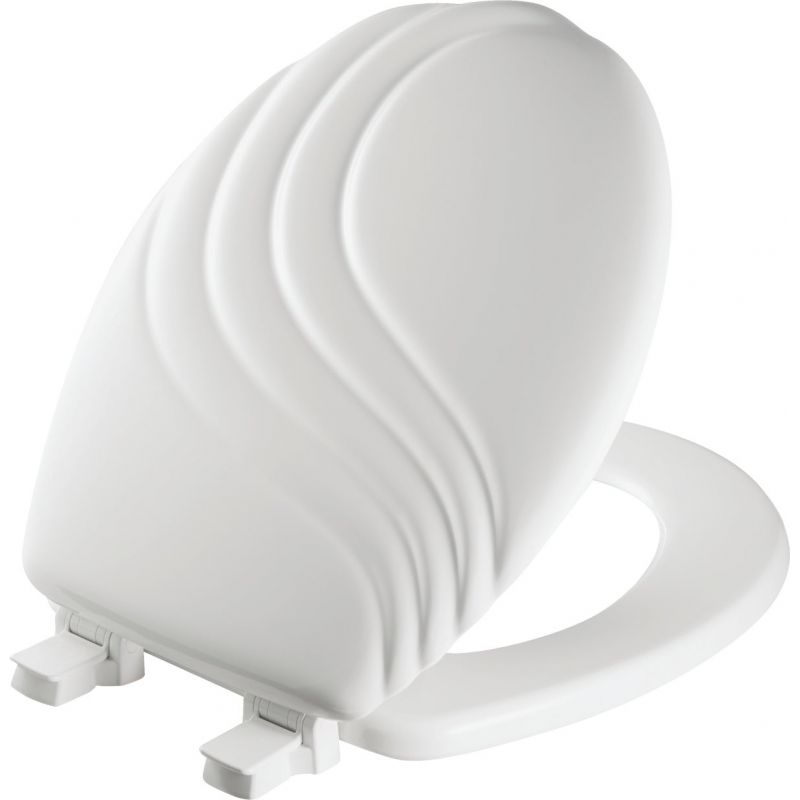 Mayfair Round Designer Sculptured Swirl Wood Toilet Seat White
