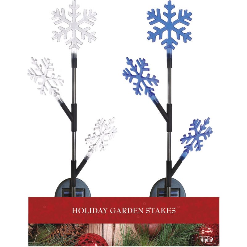 Alpine 37 In. Solar LED Snowflake Holiday Garden Stake (Pack of 8)