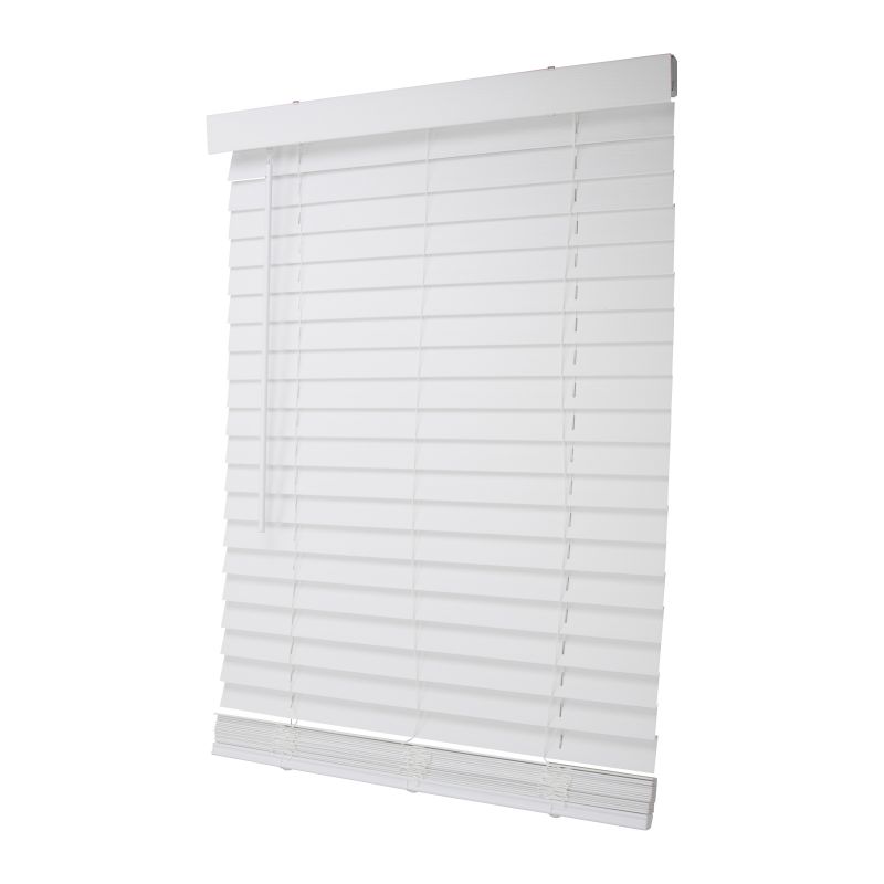 Simple Spaces FWMB-12 Blind, 64 in L, 31 in W, Faux Wood, White White (Pack of 2)
