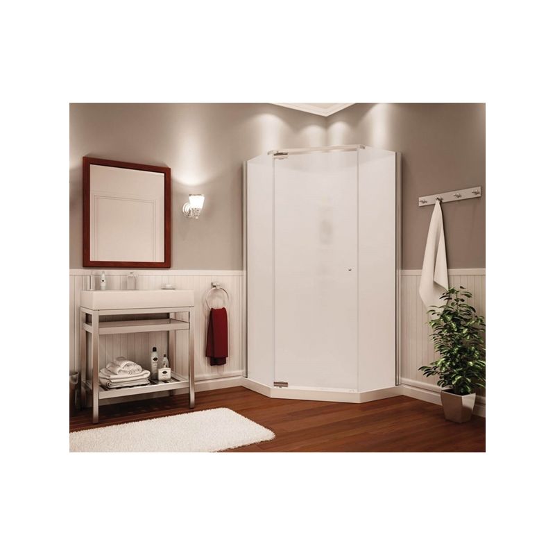 Maax Begonia Soho 105544-000-129 Shower Kit, 36 in L, 36 in W, 72 in H, Polystyrene, Chrome, 3-Wall Panel, Neo-Angle White