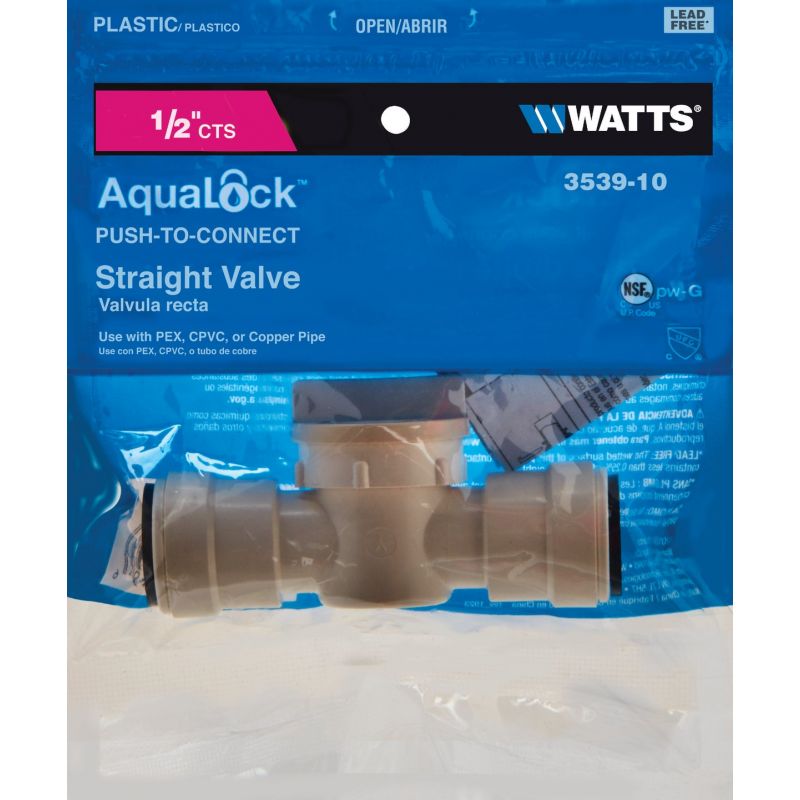Watts Quick Connect Straight Stop Push Valve 1/2 In. CTS X 1/2 In. QC