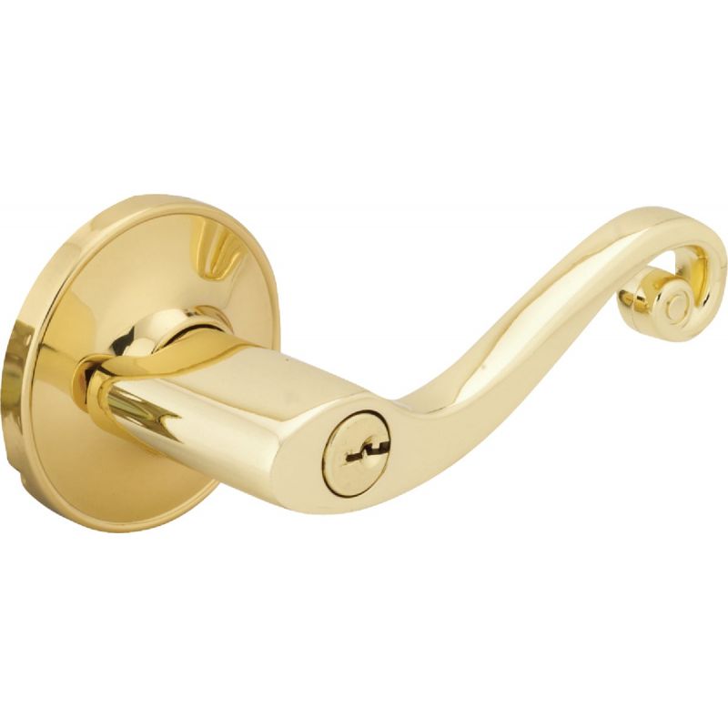 Steel Pro Polished Brass Entrance Lever Lockset Scroll