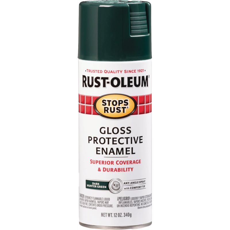 Rust-Oleum Stops Rust Protective Enamel Spray Paint 12 Oz., Dark Hunter Green