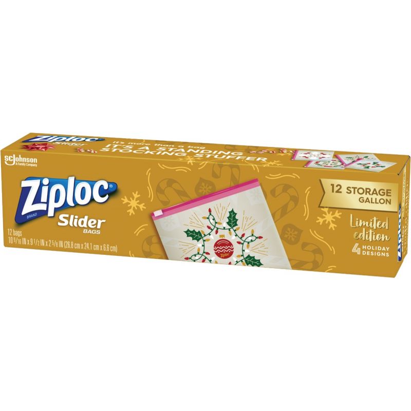 Ziploc Brand Holiday Slider Storage Gallon Bags, 12 Count 