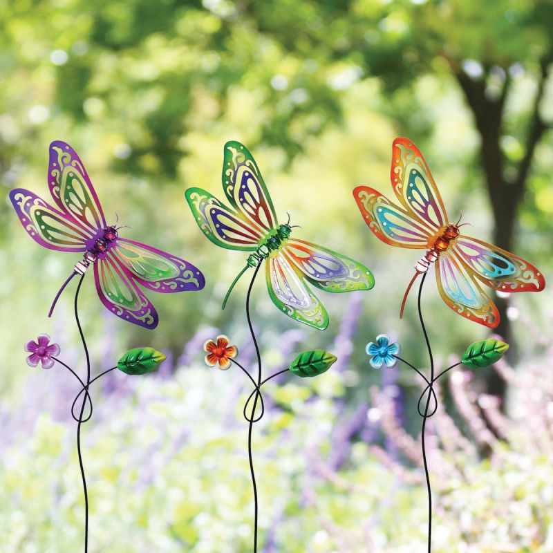Alpine Dragonfly Garden Stake Lawn Ornament Assorted (Pack of 18)