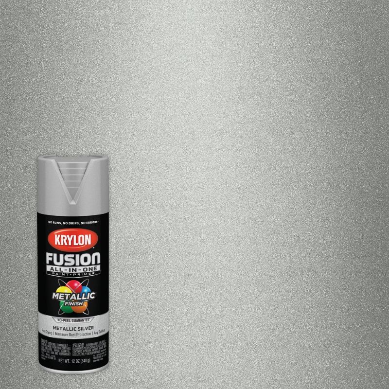 Krylon Fusion All-In-One Spray Paint &amp; Primer Metallic Silver, 12 Oz.