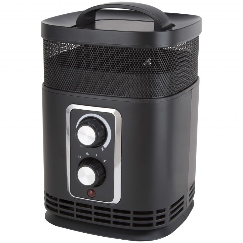 PowerZone PTC-156 360 deg Ceramic PTC Heater, 12.5 A, 120 V, 750/1500 W, 1500 W Heating, Black Black