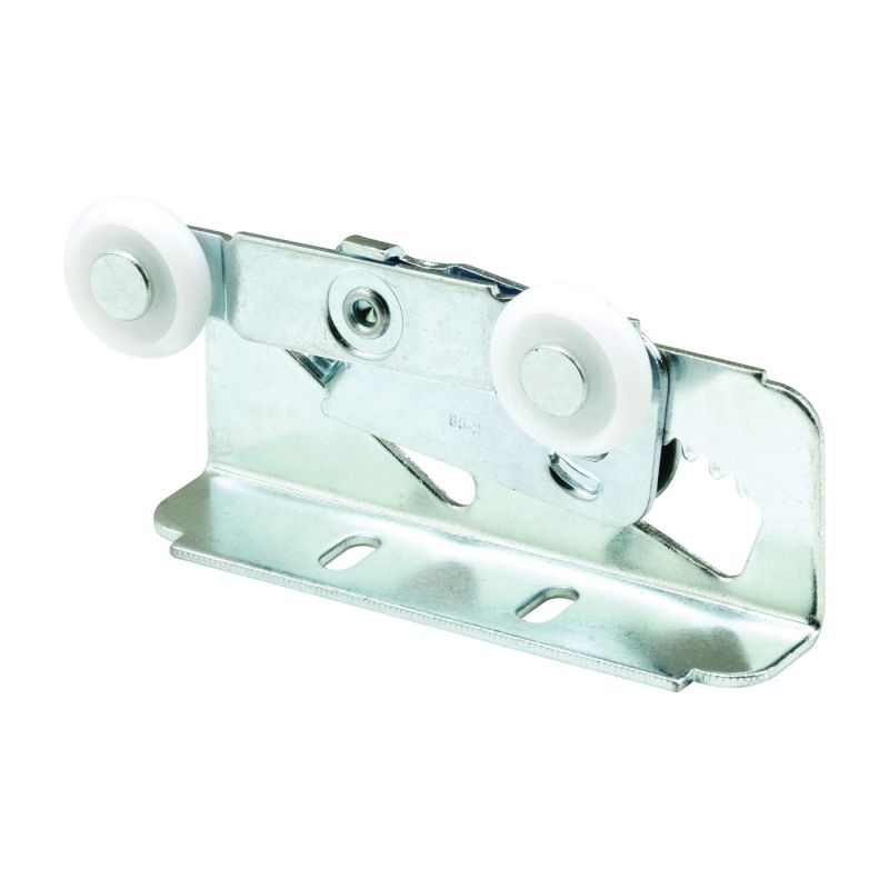Prime-Line N 6531 Roller Assembly, 7/8 in Dia Roller, 1/4 in W Roller, Steel, Silver, 2-Roller, 75 lb, Top Mounting Silver