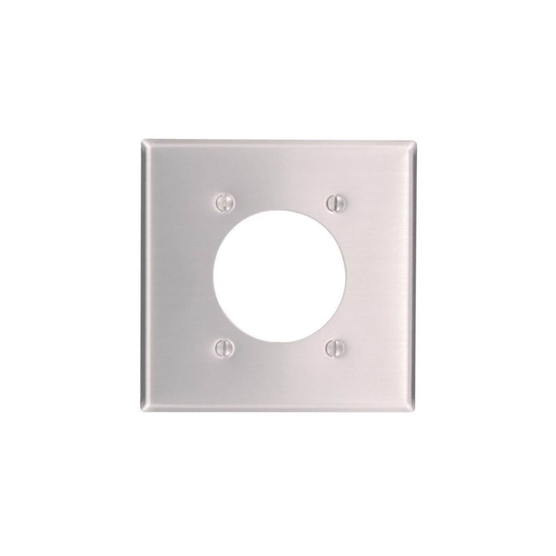 Leviton 83026 Wallplate, 4-1/2 in L, 4-9/16 in W, 2 -Gang, Aluminum, Silver, Aluminum, Flush Mounting Silver