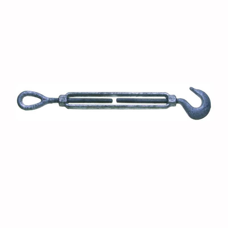 BARON 16-5/8X9 Turnbuckle, 2250 lb Working Load, 5/8 in Thread, Hook, Eye, 9 in L Take-Up, Galvanized Steel