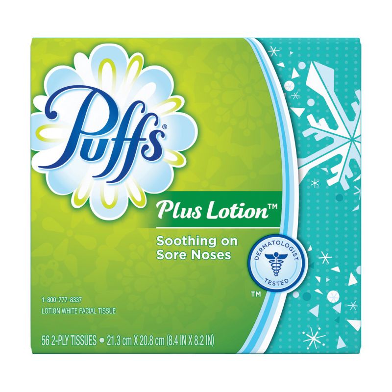 Puffs 34864 Facial Tissue, 8.4 in L, 8.2 in W, 2-Ply, Paper White (Pack of 24)