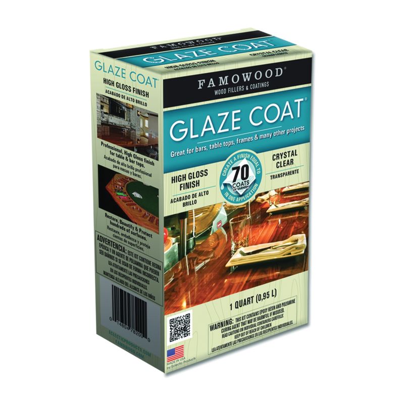 Famowood 5050080 Glaze Epoxy Coating, Liquid, Slight, Clear, 1 qt, Container Clear