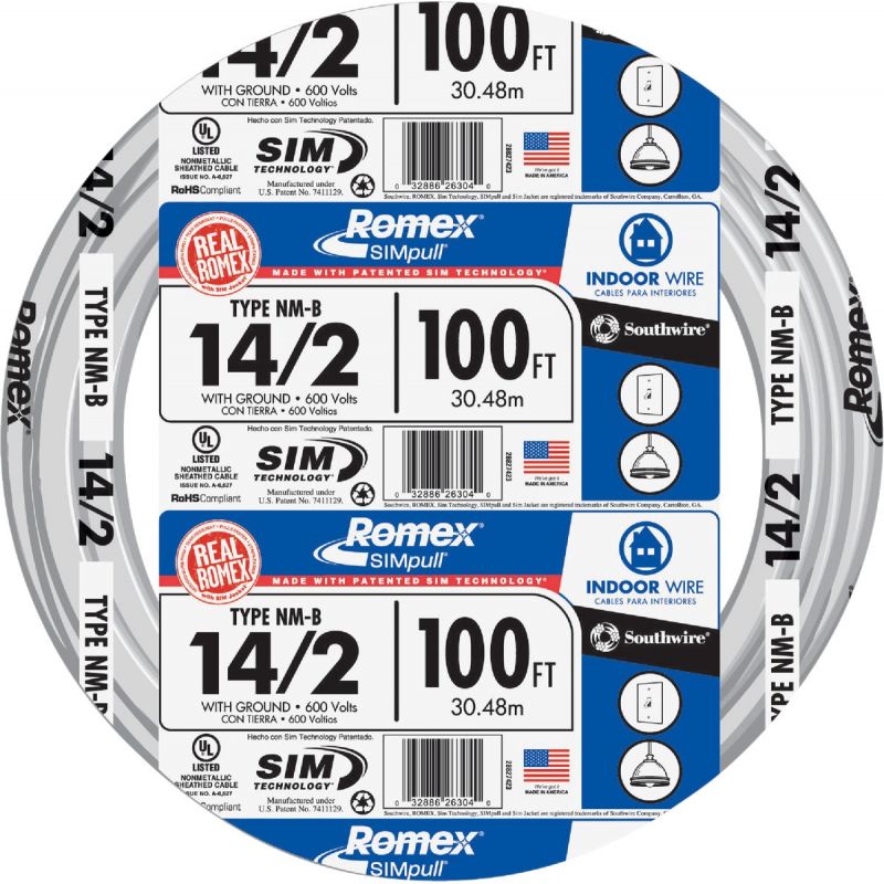 Romex 14/2 NMW/G Electrical Wire White