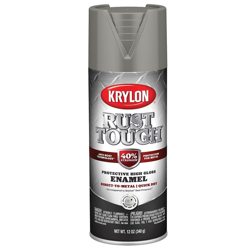 Krylon Rust Tough K09262008 Enamel Spray Paint, Gloss, Classic Gray, 12 oz, Can Classic Gray (Pack of 6)