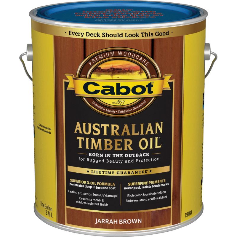 Cabot Australian Timber Oil Water Reducible Translucent Exterior Oil Finish Jarrah Brown, 1 Gal.