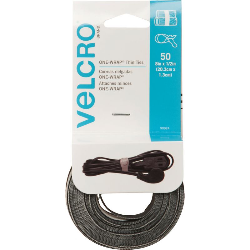 VELCRO Brand One-Wrap Hook &amp; Loop Tie Black