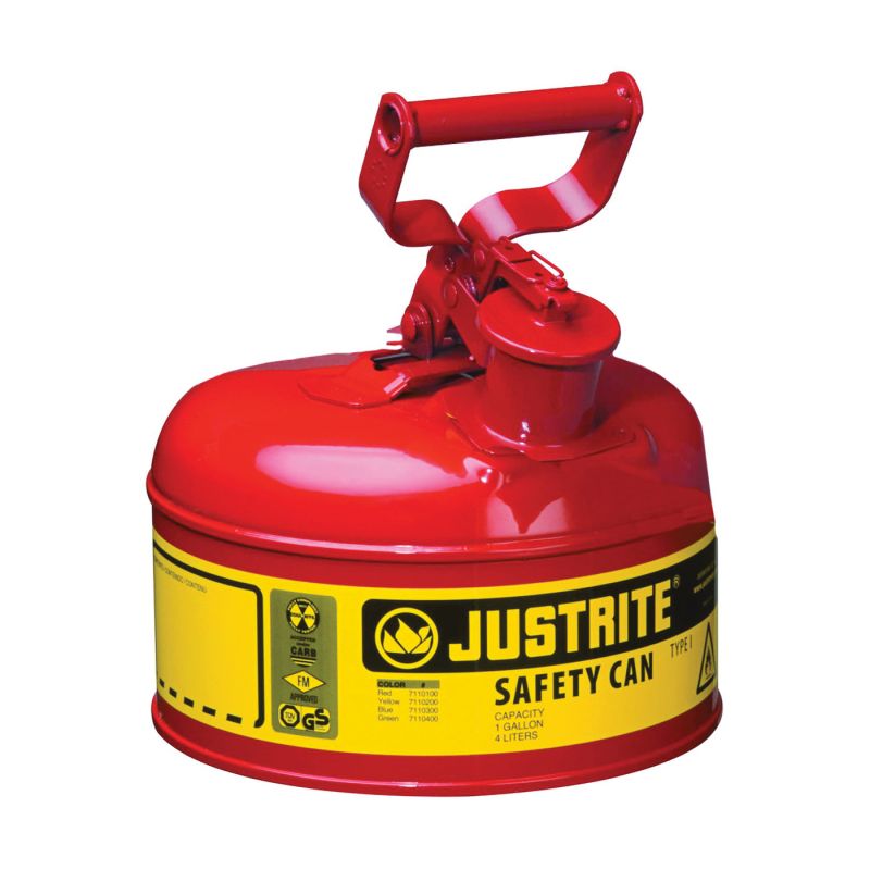 Justrite 7110100 Safety Can, 1 gal, Steel, Red 1 Gal, Red