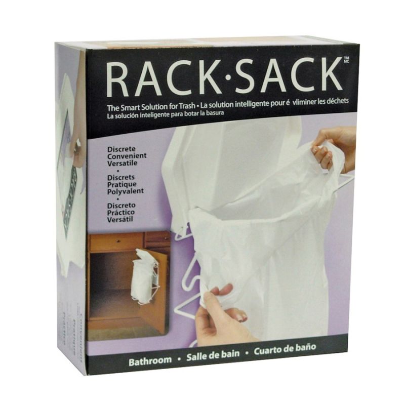 Polyethics Rack Sack 50120 Waste Basket, Clear/White Clear/White
