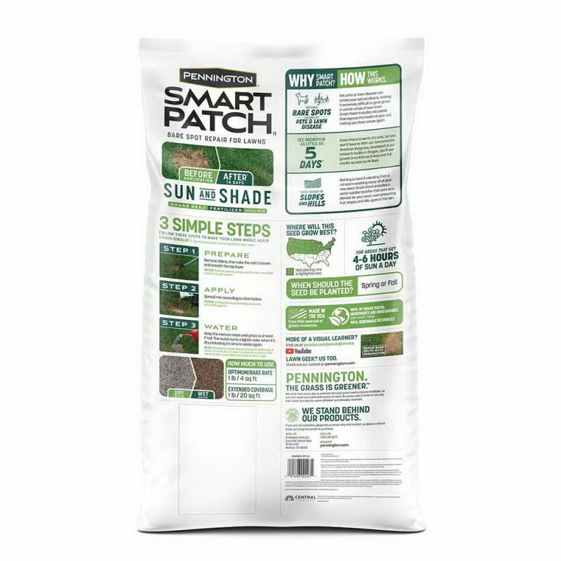 Pennington Smart Patch 100545894 Sun/Shade Grass Seed Mix, 30 lb Bag