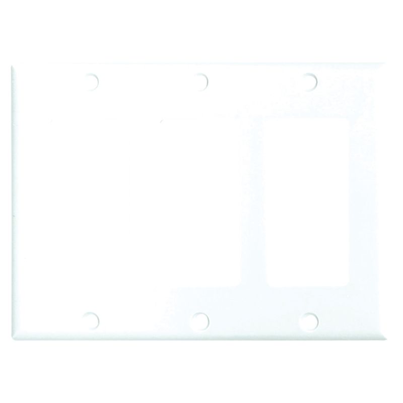Eaton 2163W-BOX Wallplate, 4-1/2 in L, 3-3/8 in W, 3-Gang, Thermoset, White, High-Gloss White