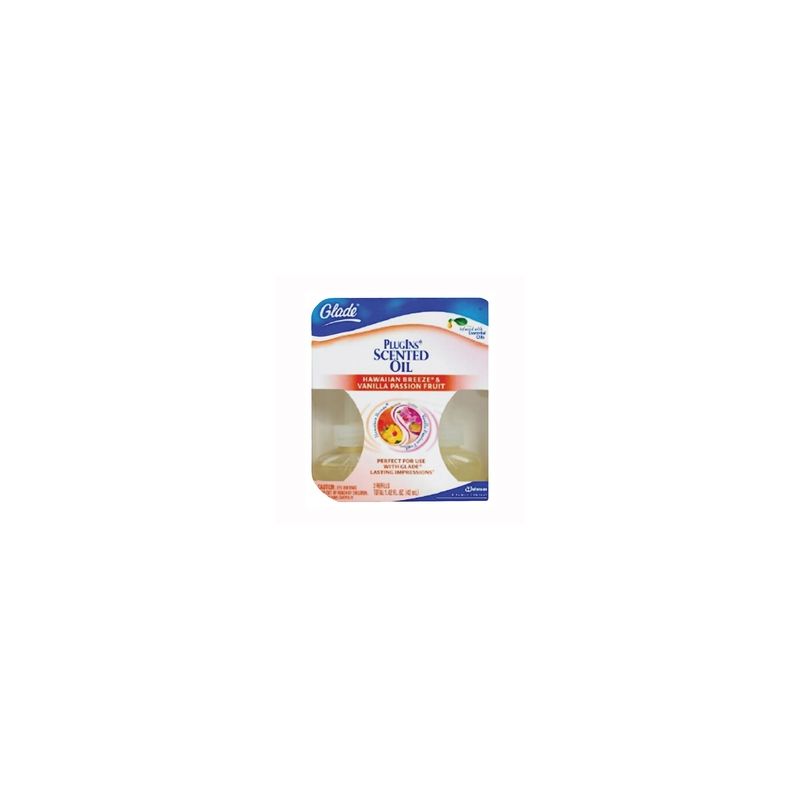 Glade 70498 Plug-In Air Freshener Refill, Hawaiian Breeze/Vanilla Passion Fruit, Clear, 30 days-Day Freshness Clear