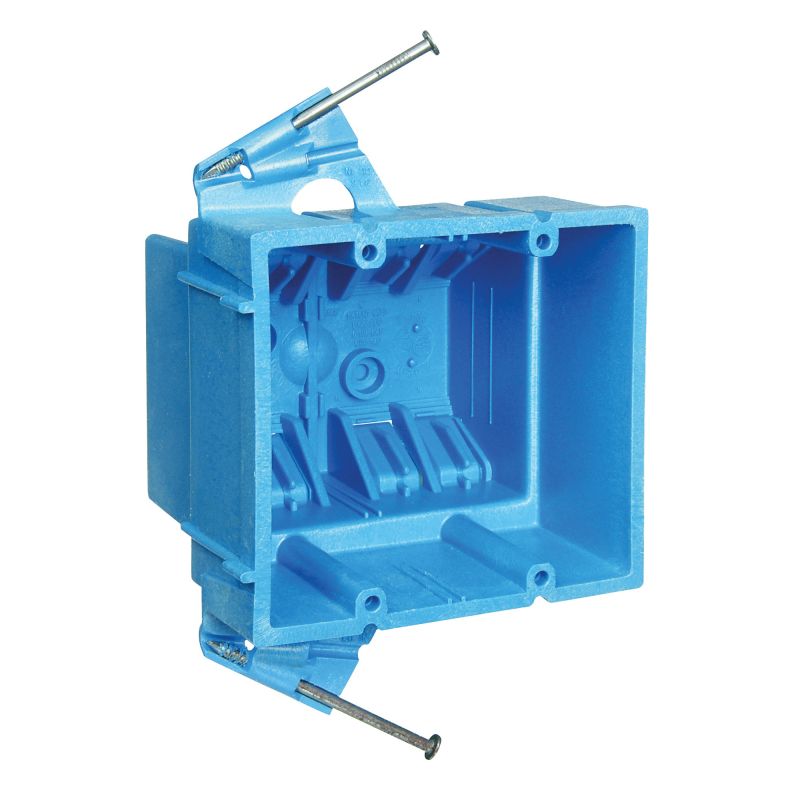 Carlon BH235A Outlet Box, 2 -Gang, PVC, Blue, Nail Mounting Blue