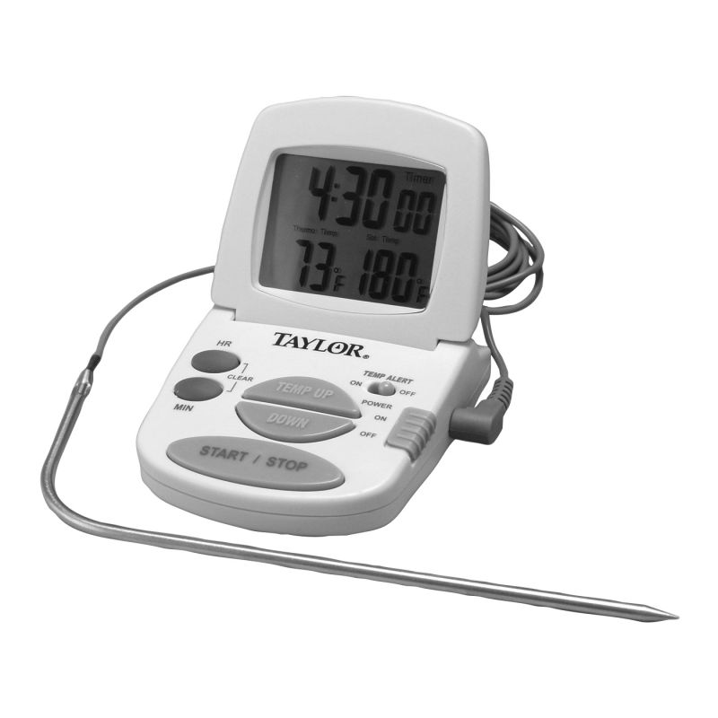 Taylor 1470N Probe Thermometer, 32 to 392 deg F, Digital Display, Gray Gray
