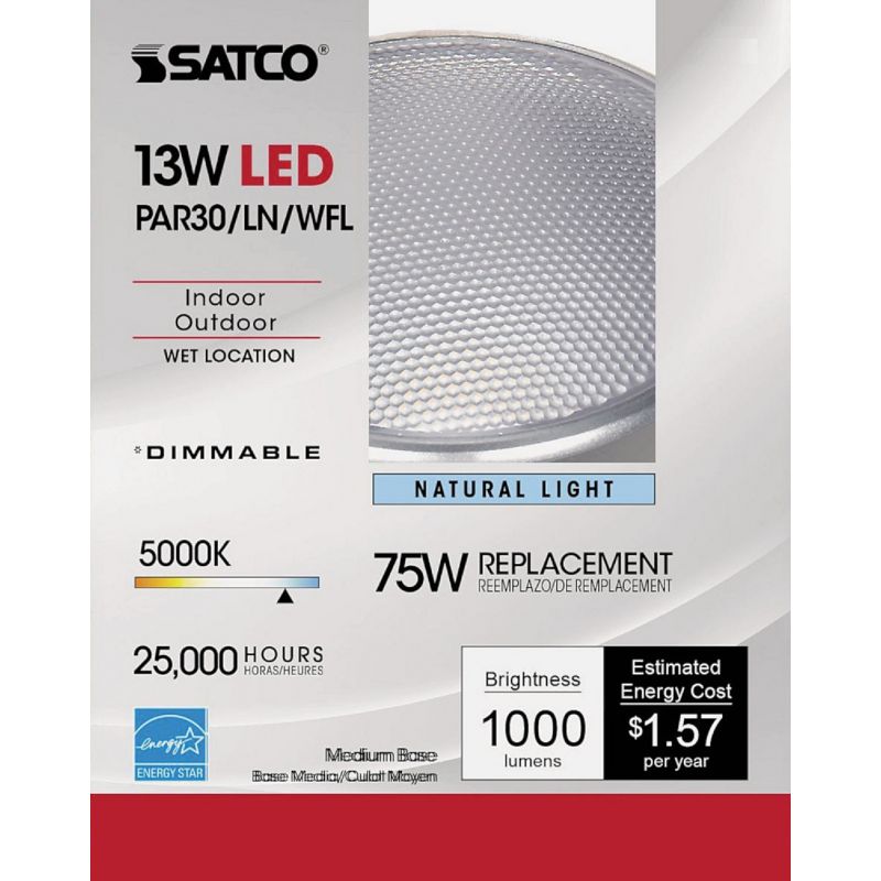 Satco Nuvo PAR30 Long Neck Medium Dimmable LED Floodlight Light Bulb