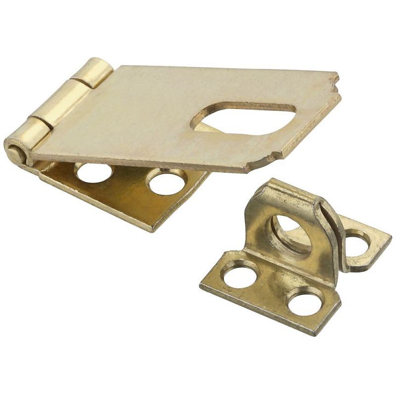 National Hardware V30 Series N102-178 Safety Hasp, 2-1/2 in L, 1 in W, Steel, Brass, 0.35 in Dia Shackle