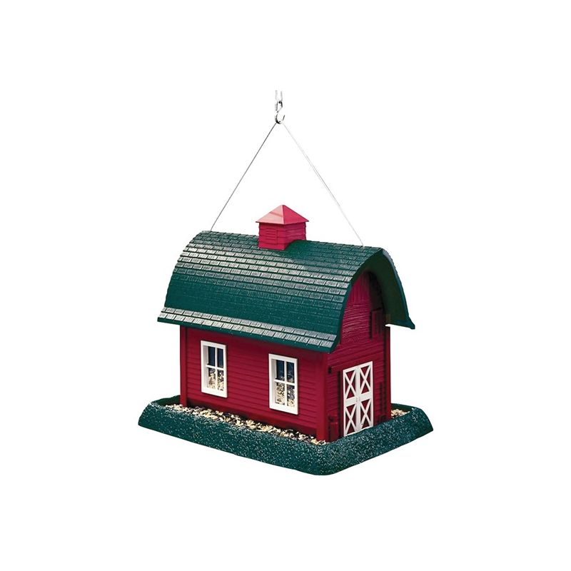North States 9061 Wild Bird Feeder, Barn, 8 lb, Plastic, Red, 11-1/2 in H, Pole Mounting Red