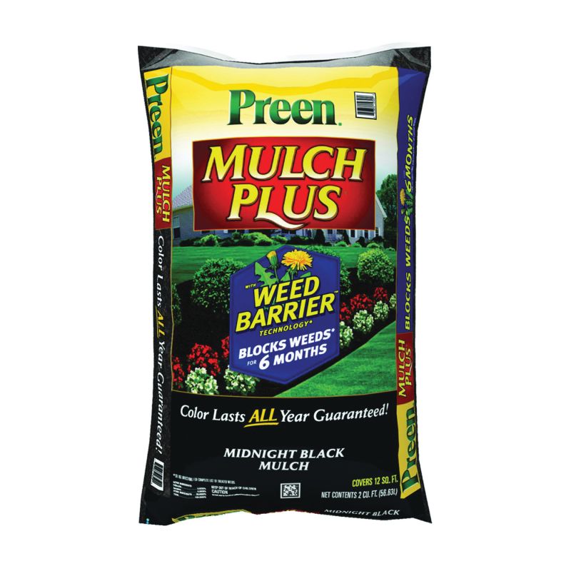 Preen 95456138 Mulch Plus Weed Barrier Bag, Granular, Midnight Black Bag Midnight Black