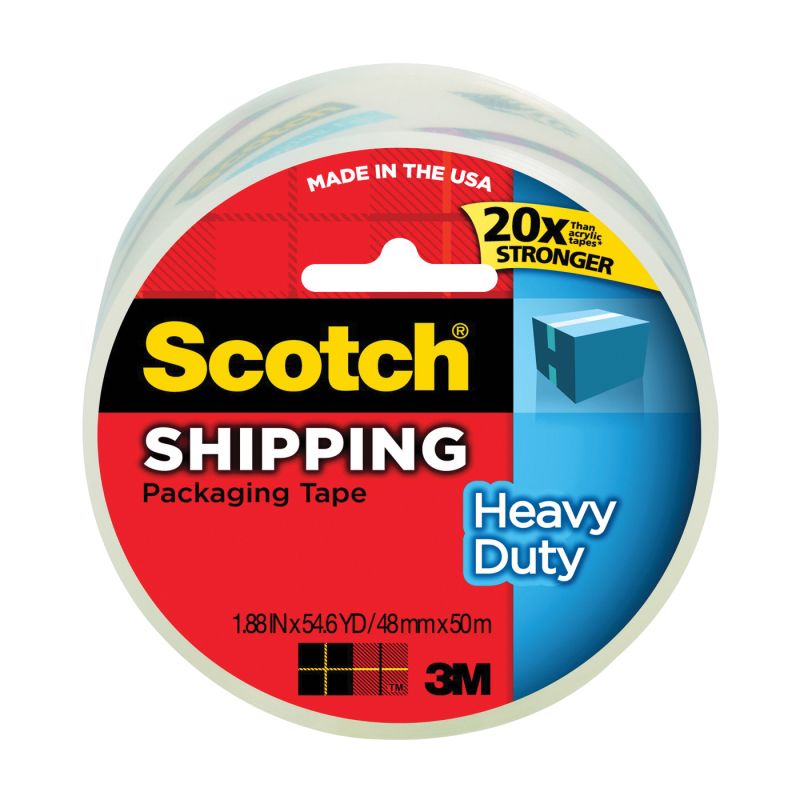Scotch 3850 Packaging Tape, 54.6 yd L, 1.88 in W, Polypropylene Backing, Clear Clear