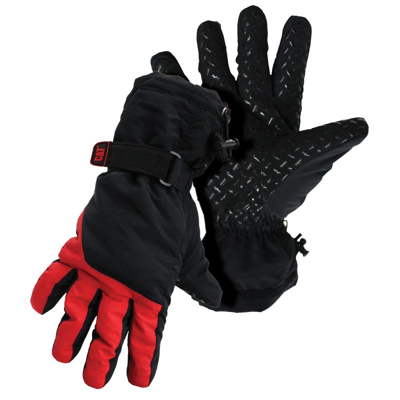 CAT CAT016203L Winter Gloves, Men&#039;s, L, Shirred Elastic Wrist Cuff, Silicone, Black L, Black