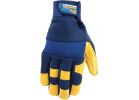 Wells Lamont HydraHyde Adjustable Wrist Work Glove XL, Saddletan &amp; Blue
